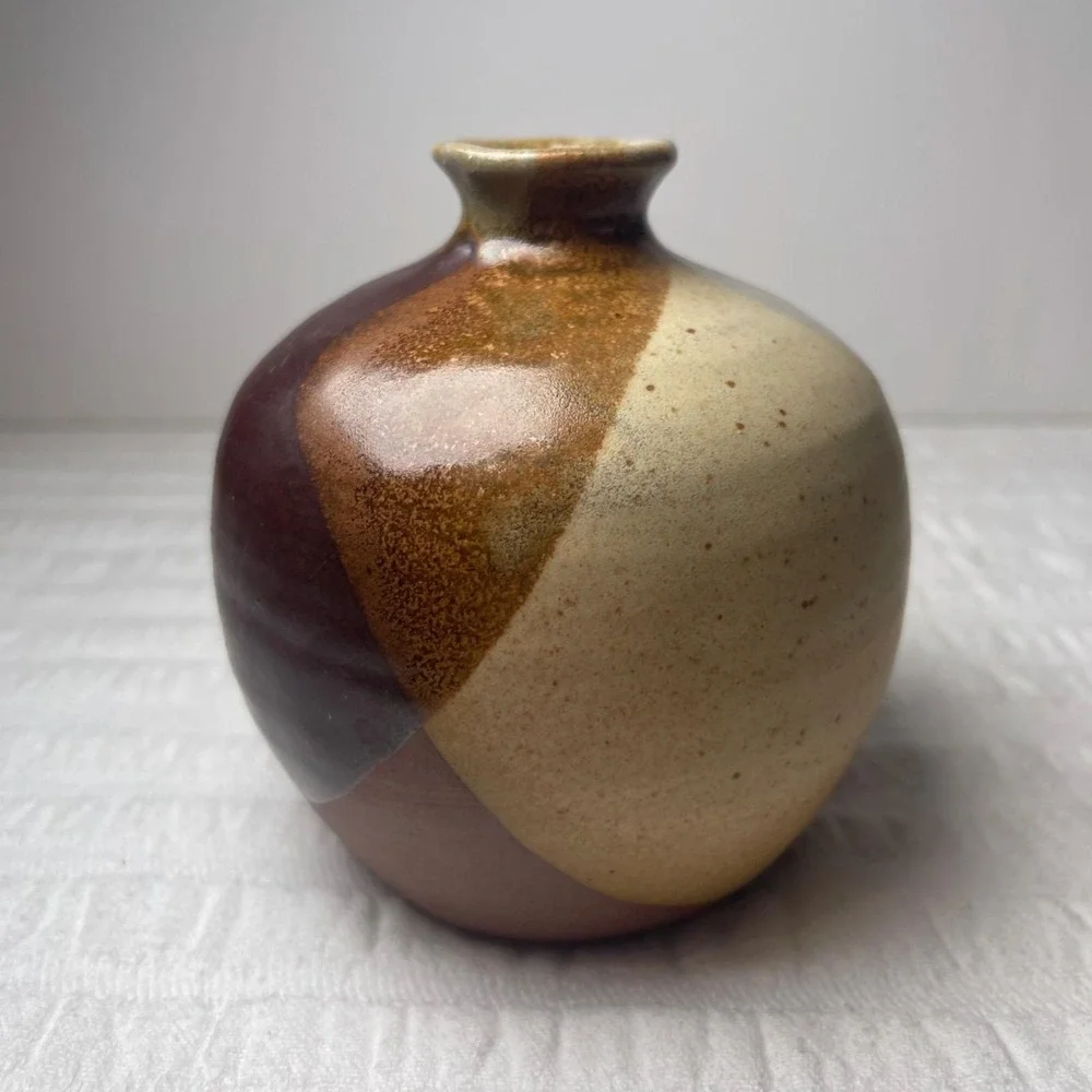 Vintage MCM Robert Maxwell 1960s Ceramic Art Pottery Bus Weed Vase 4 1/2in